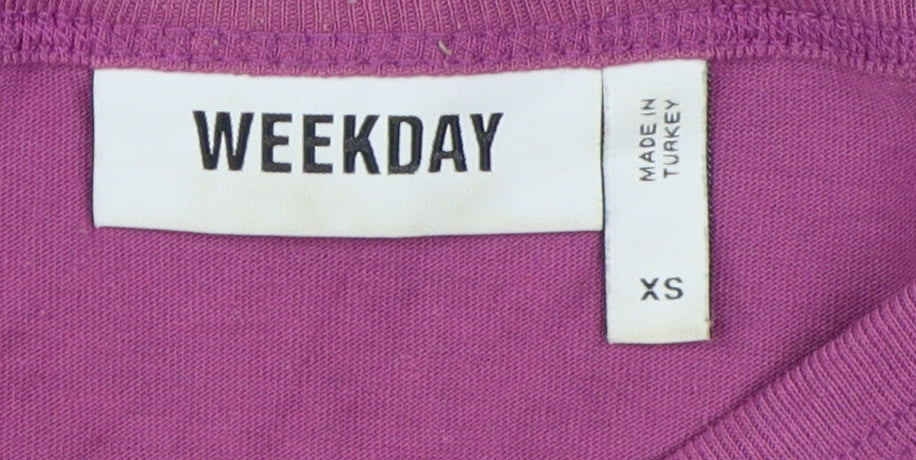 Unisex Adultss UK Size XS Weekday Purple Polyester Blend T-Shirt