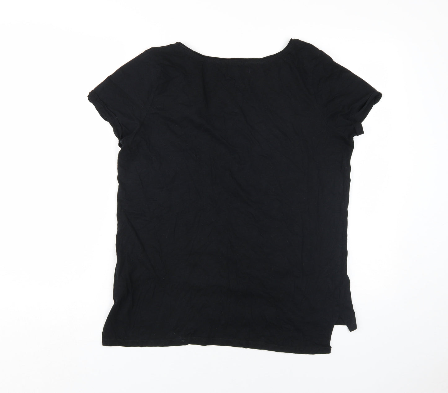 Mohito Women's Black Basic V-Neck T-Shirt Size L