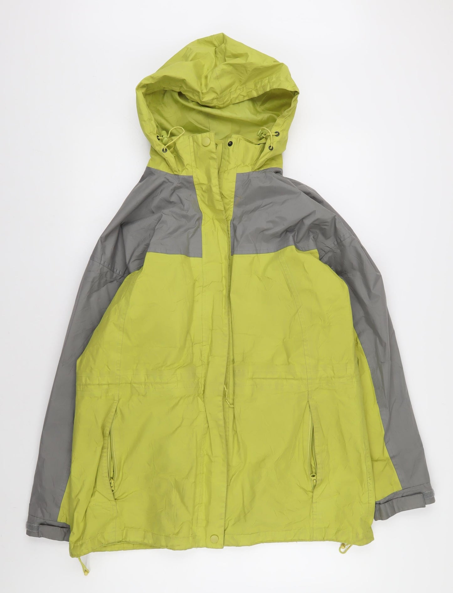 Being Casual Women's Green Grey Hooded Windbreaker Jacket Size 12