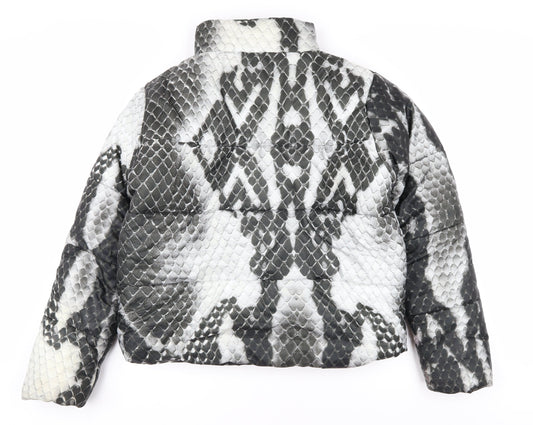 Lasula Women's Grey Animal Print Puffer Jacket L