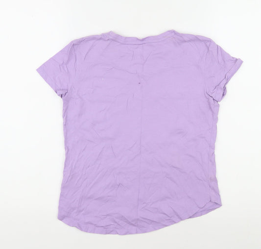 GAP Girls Purple Unicorn Sequin T-Shirt 10-11 Years Cotton