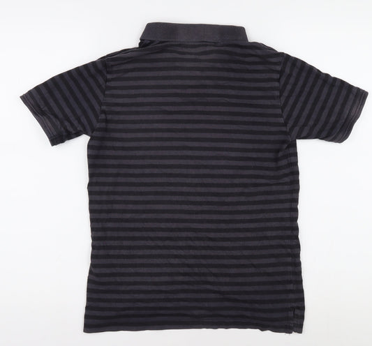 New Balance Boys Black Striped Polo Shirt, Size 158, Sports Style