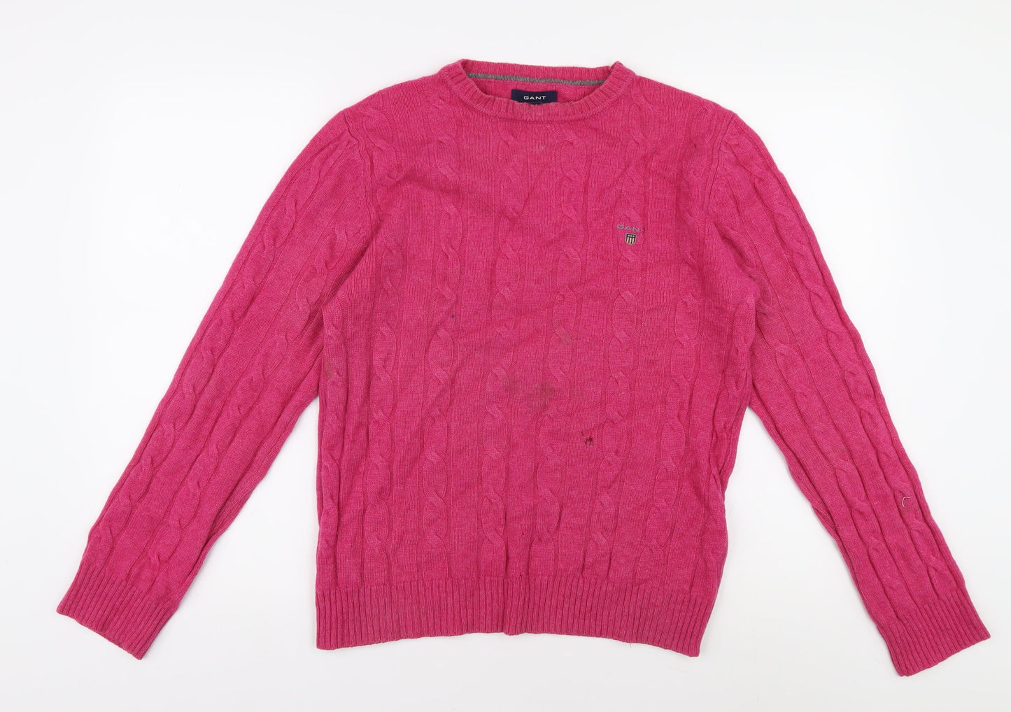 GANT Women's Pink Wool Cable-Knit Jumper M