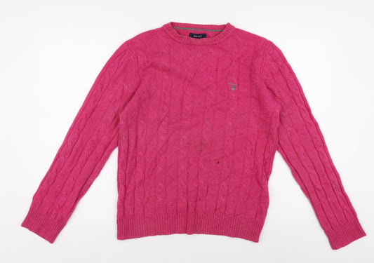 GANT Women's Pink Wool Cable-Knit Jumper M