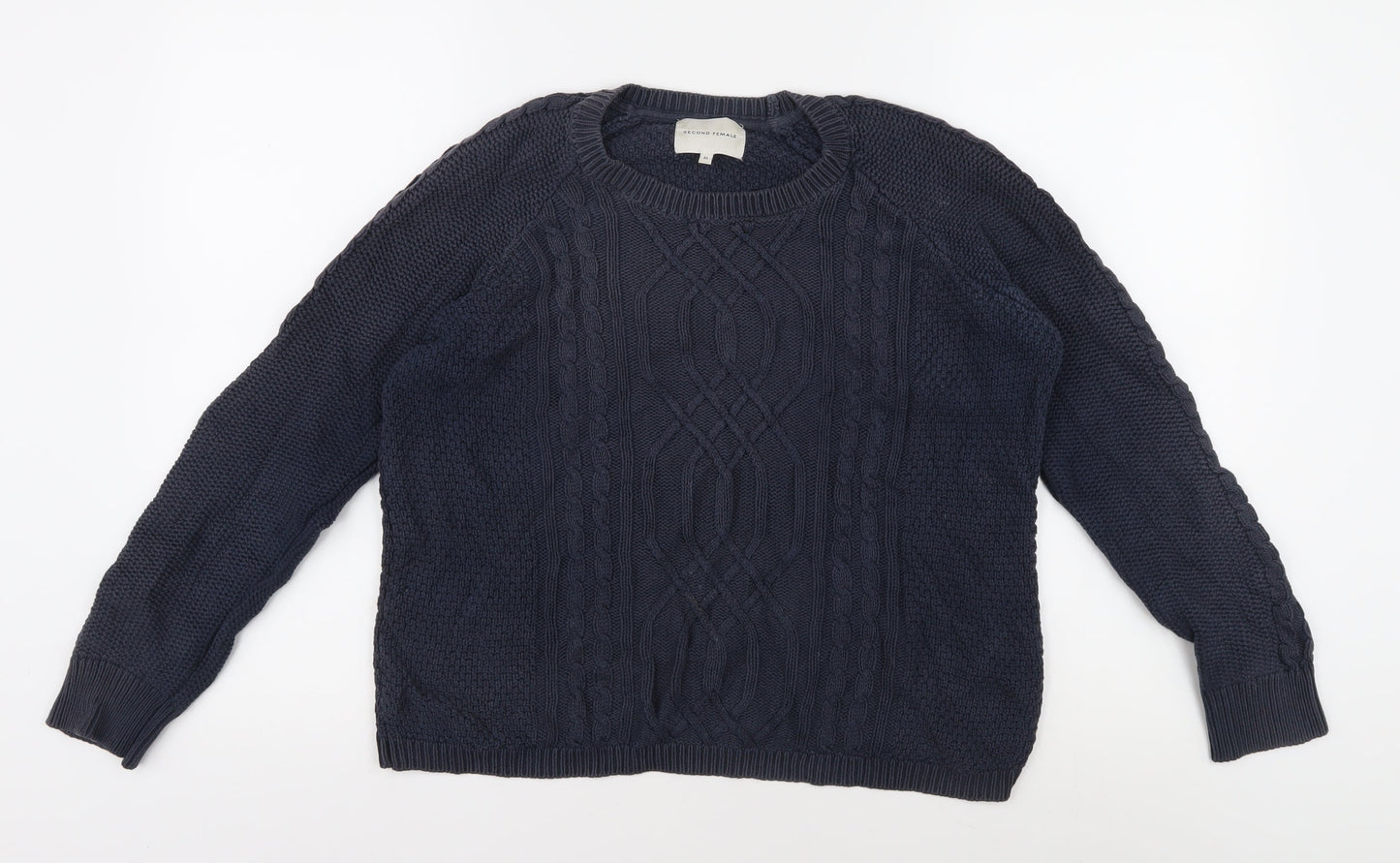 Second Female Women's Blue Cable Knit Jumper M