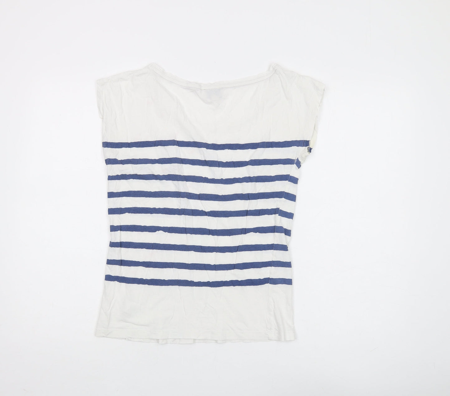 Poem Women's White Striped T-Shirt, Size S