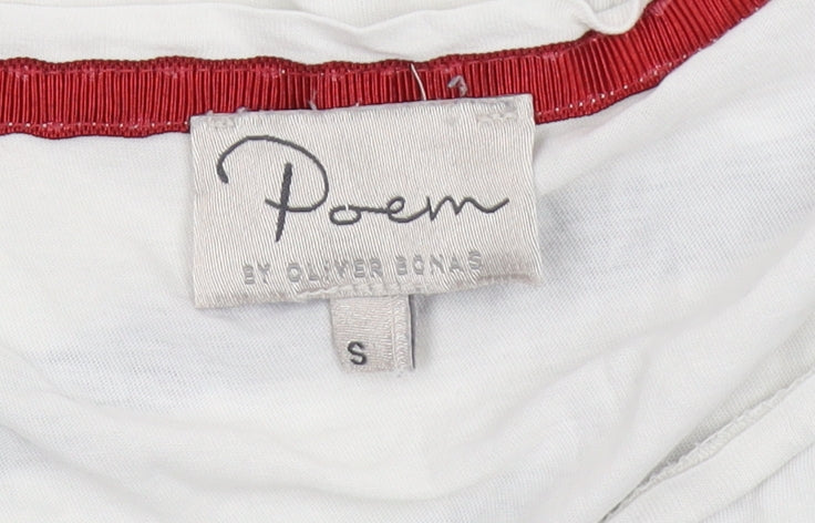 Poem Women's White Striped T-Shirt, Size S