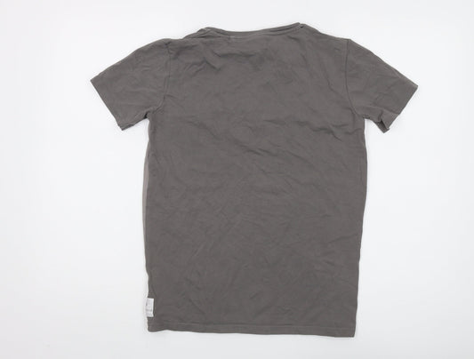 HOLYFIELD Boys Grey T-Shirt, 12-14 Years, Logo Accent