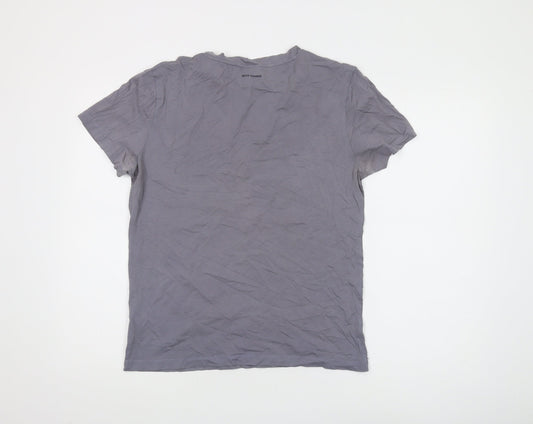 Hugo Boss Men's Grey T-Shirt - Medium - Short Sleeve