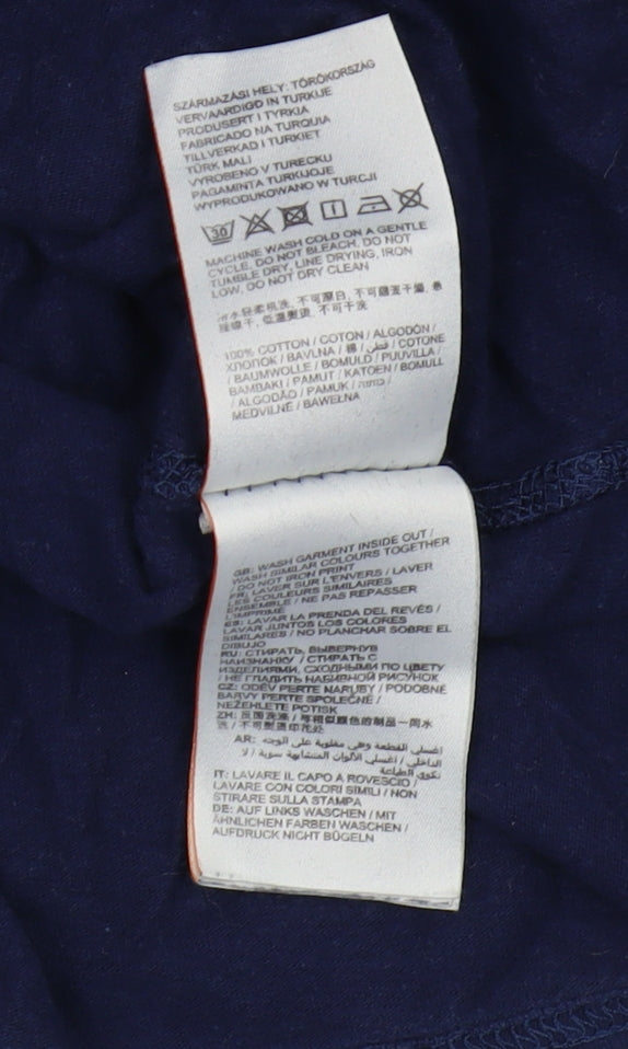 Superdry Women's Blue Embroidered T-Shirt - Size 8