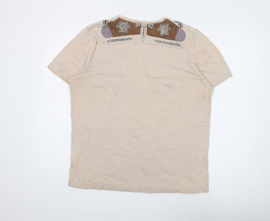 Christian Lacroix Women's Beige V-Neck T-Shirt Size 20