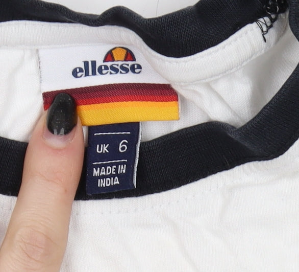 Ellesse Unisex White Ringer T-Shirt UK 6
