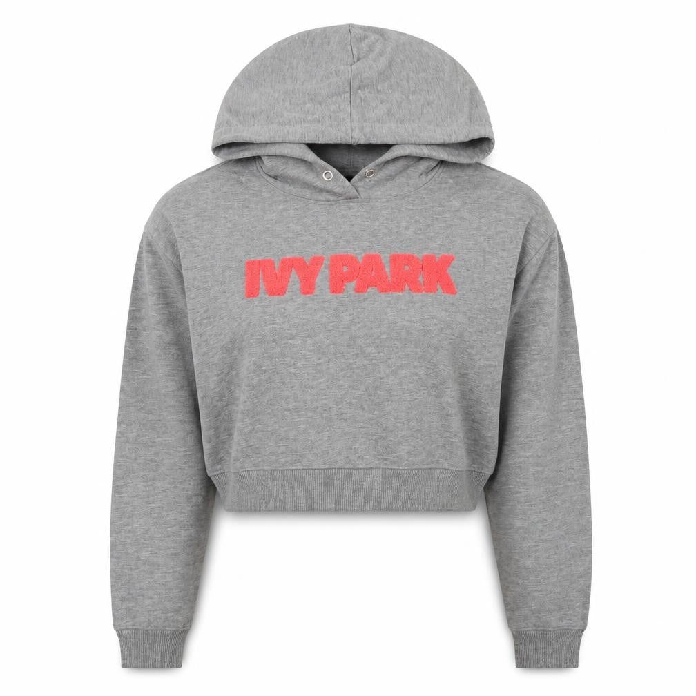 Front view of Ivy Park Grey Women's Pullover Hoodie, size S