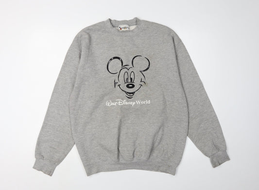 Disney Unisex Grey M Pullover Sweatshirt, Graphic Print