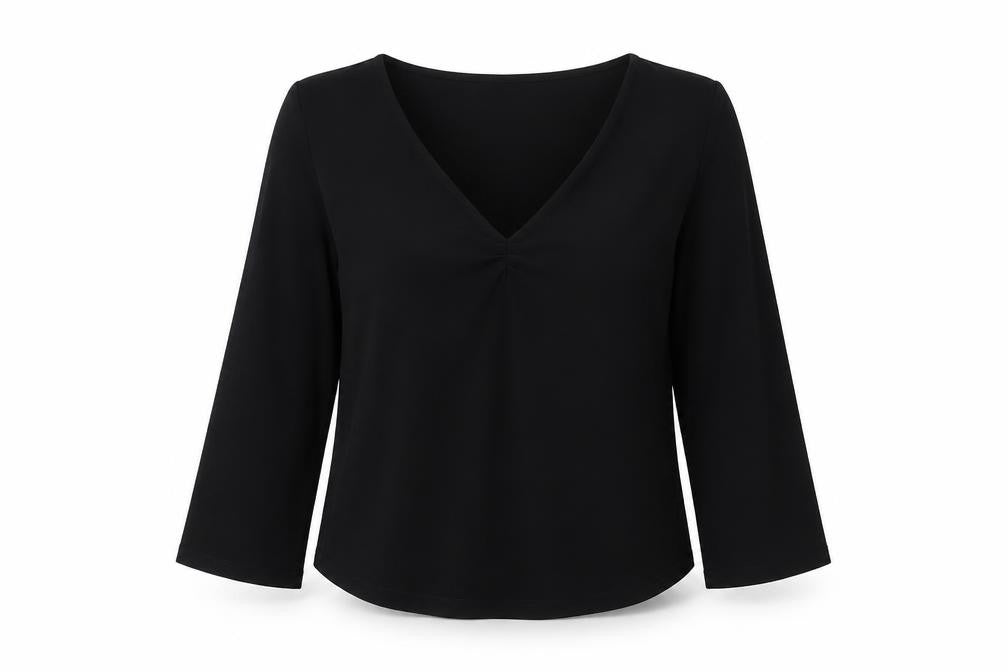 Womens UK Size XL KEW Black Cotton Blend Blouse