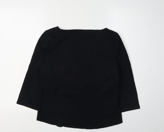 Kew Women's Black V-Neck 3/4 Sleeve Blouse XL