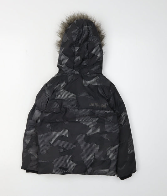 Next Boys Black Puffer Jacket 3 Years Hooded Winter
