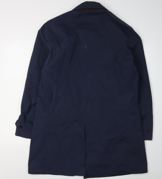 Harry Brown Men's Blue Overcoat Double-Breasted L