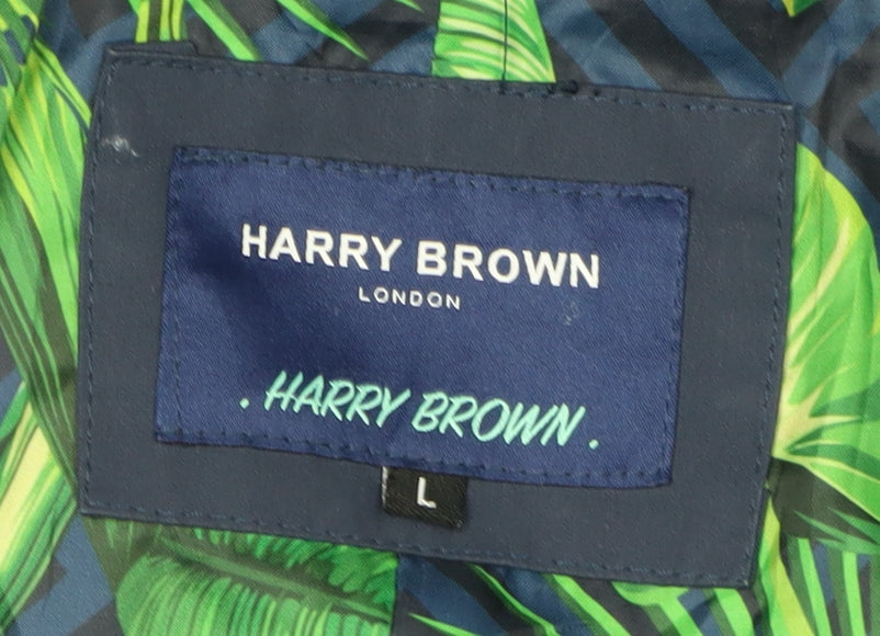 Harry Brown Men's Blue Overcoat Double-Breasted L