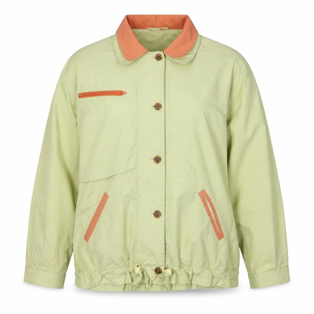 Telemac Women's Green Basic Jacket - Size 10, Casual Retro Style