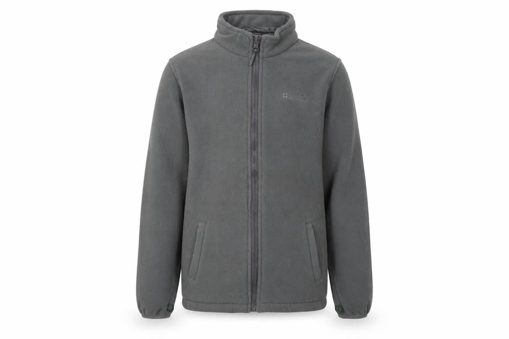 Front view of Mountain Warehouse boys’ grey fleece jacket 11-12 years
