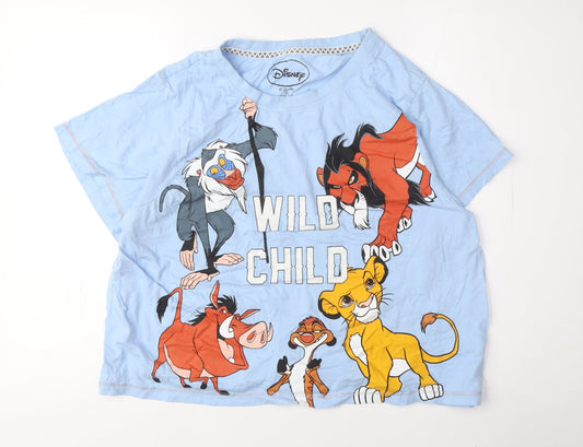 Disney Blue Cartoon Crew Neck T-Shirt Size 8