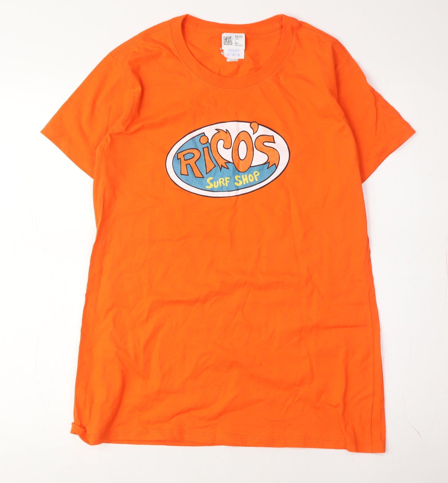 Disney Orange T-Shirt Unisex Adult M Crew Neck Beach