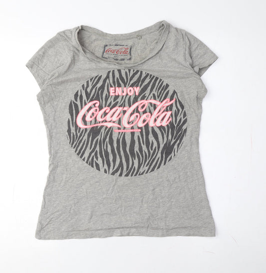 Coca-Cola Women's Grey Size 8 Animal Print T-Shirt