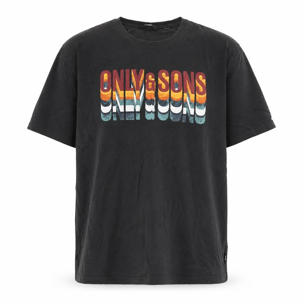 Front view of Only & Sons Men's Black Graphic Print T-Shirt XL