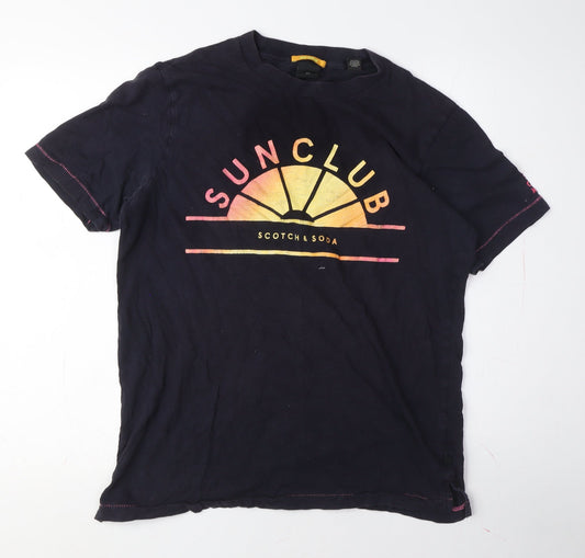 Scotch & Soda Unisex Black Large Sunclub T-Shirt Jersey Style