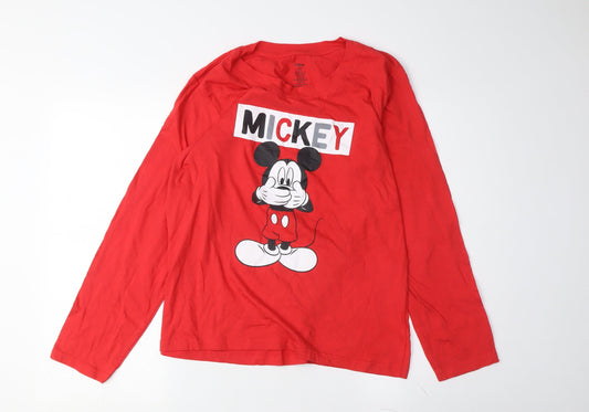 Disney Unisex Red Mickey Mouse Long Sleeve T-Shirt UK 12