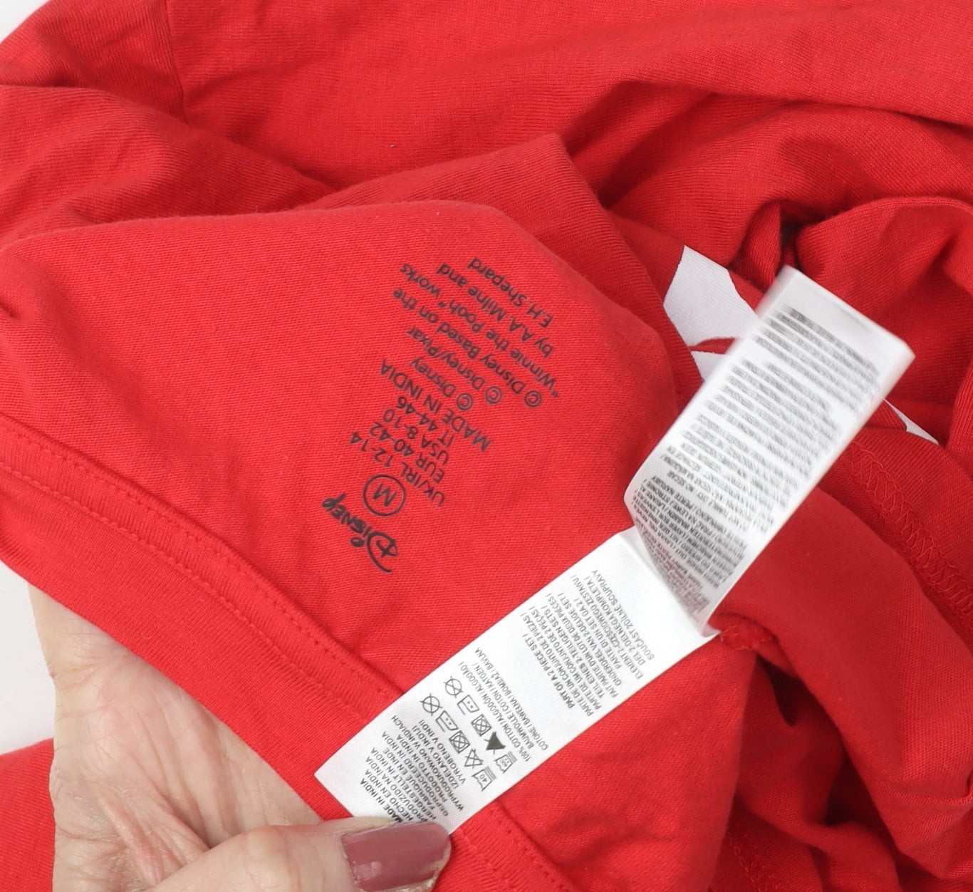 Disney Unisex Red Mickey Mouse Long Sleeve T-Shirt UK 12