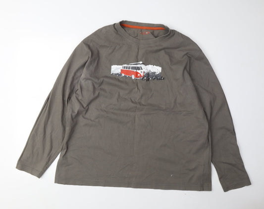 Mountain Life Green Long Sleeve Graphic Men's T-Shirt Size L