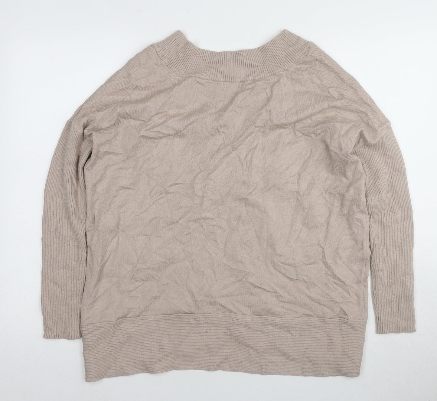 River Island Women's Beige V-Neck Pullover Jumper S