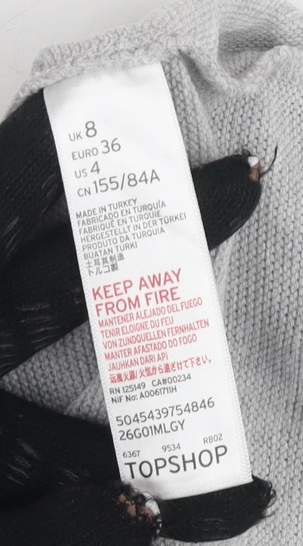 Topshop Women's Grey Pullover Jumper Size 8, Lightweight