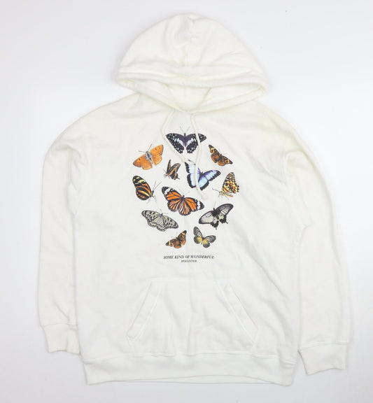Hollister Unisex White Graphic Hoodie XS