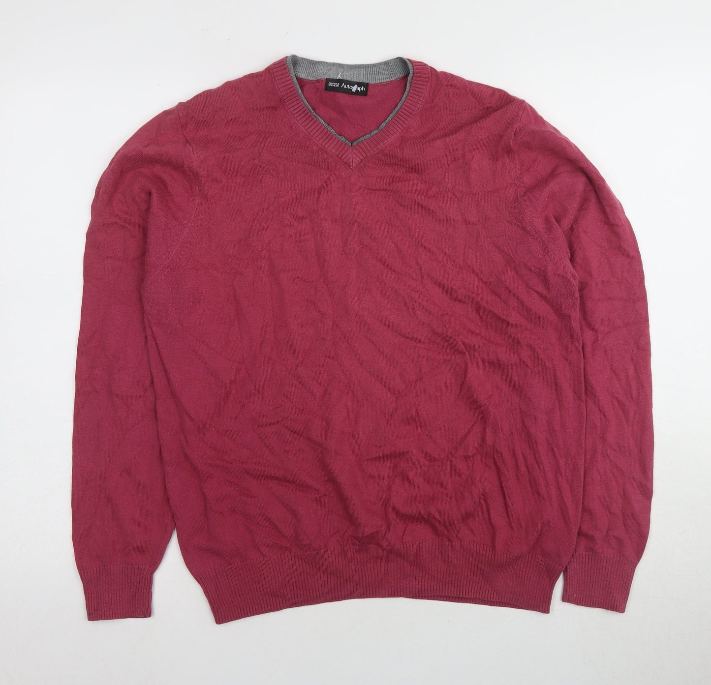 Marks and Spencer Men's Red V-Neck Jumper M