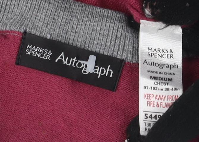 Marks and Spencer Men's Red V-Neck Jumper M