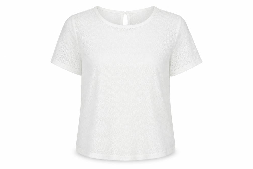 Front view of Red Herring Women's White Floral Lace Blouse, size 12