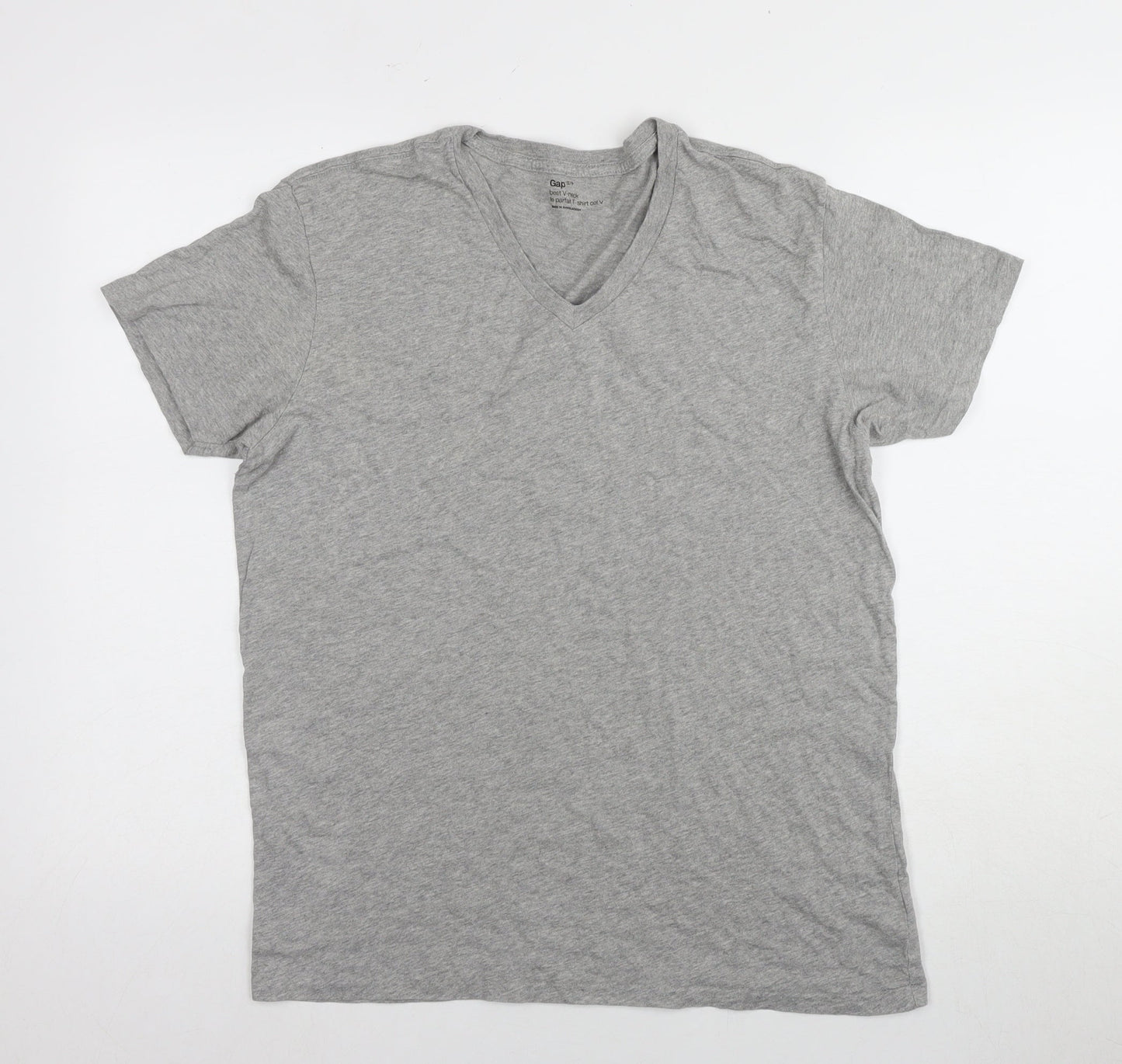 Gap Grey V-Neck Men's Cotton T-Shirt, Size S
