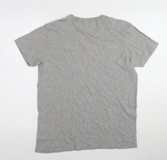 Gap Grey V-Neck Men's Cotton T-Shirt, Size S