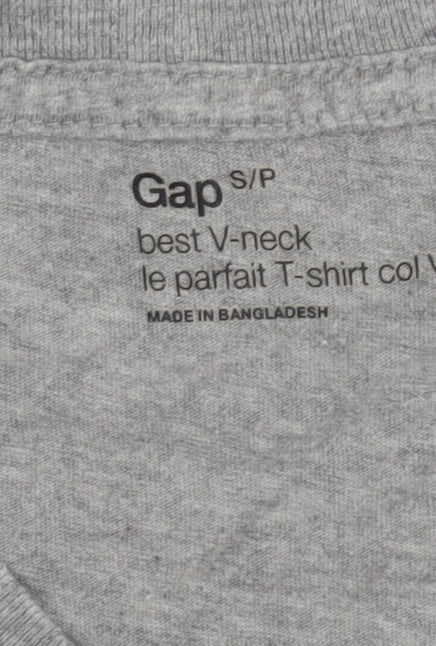 Gap Grey V-Neck Men's Cotton T-Shirt, Size S