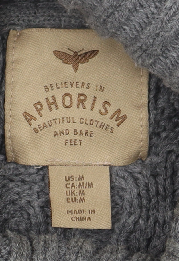 Aphorism Women's Grey Roll Neck Cable-Knit Pullover Jumper M