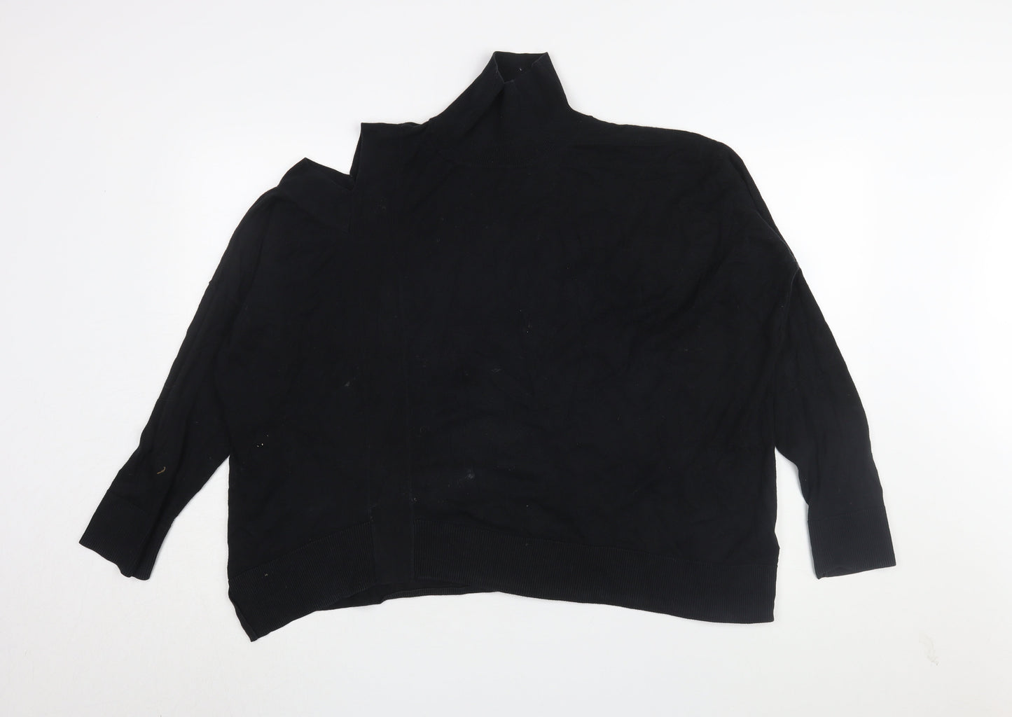 AllSaints Women's Black Large Jumper, Mock Neck Knit