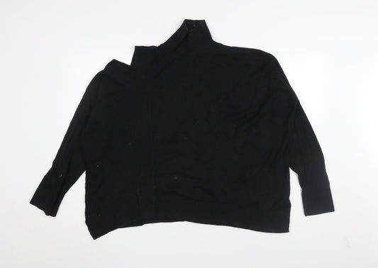 AllSaints Women's Black Large Jumper, Mock Neck Knit
