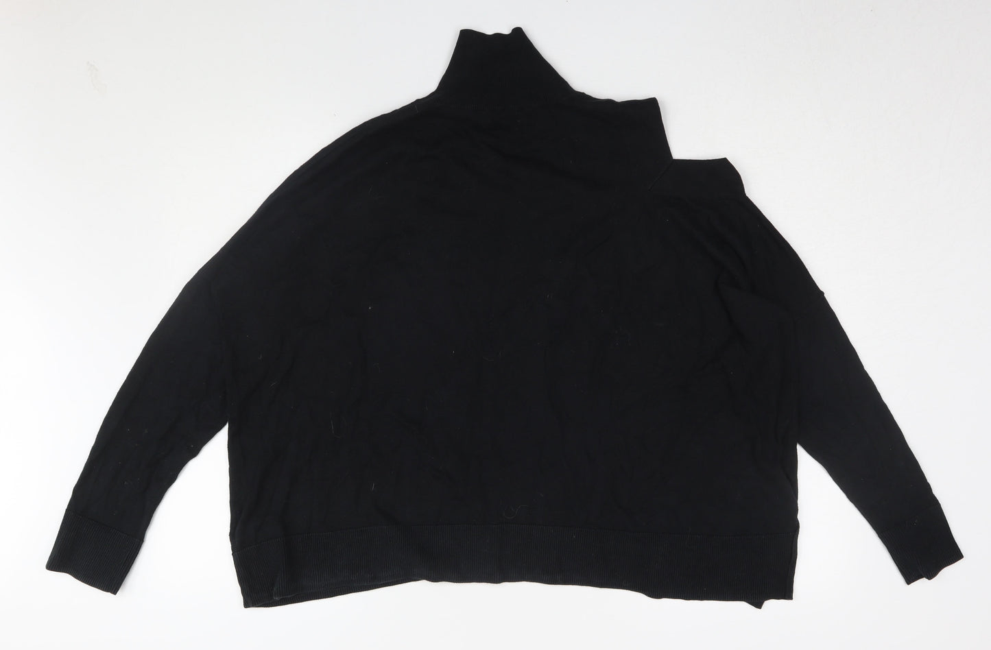 AllSaints Women's Black Large Jumper, Mock Neck Knit