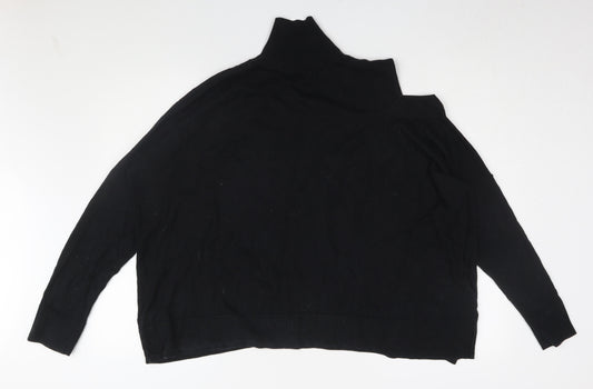 AllSaints Women's Black Large Jumper, Mock Neck Knit