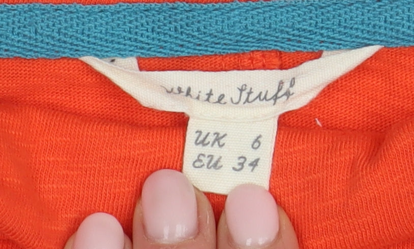 Womens UK Size 6 White Stuff Orange 100% Cotton T-Shirt