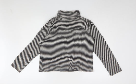 EWM Women's Black Striped High Neck Long Sleeve Top Size L