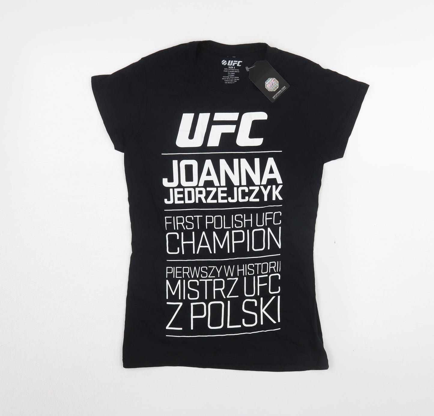 UFC Unisex Black T-Shirt, Size S, Casual Crew Neck